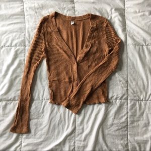 Caramel Brass Plum Long Sleeve Ruched Top